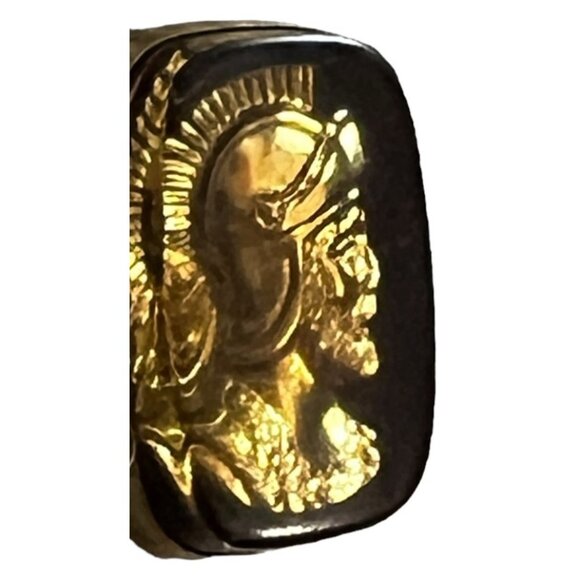 1950's Vintage Roman Soldier Knight Helmet Cufflinks Mid Century Tie Pin Black G - Picture 3 of 5